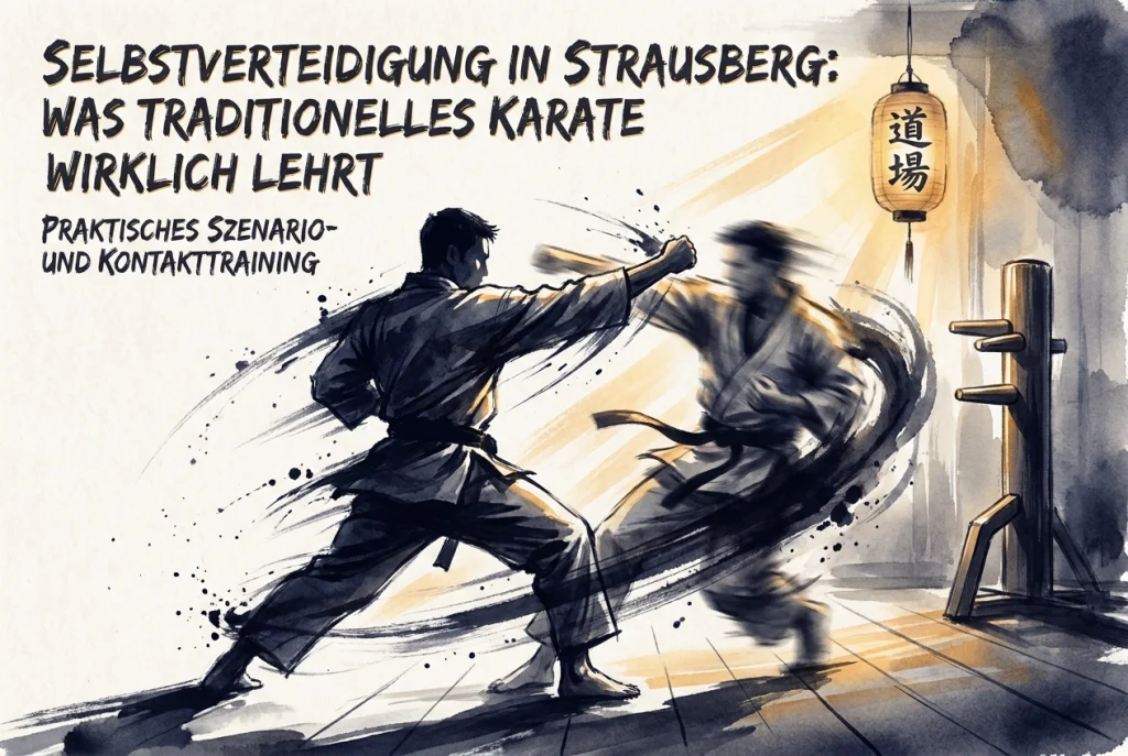 Professional header image for educational tutorial: Selbstverteidigung in Strausberg: Was traditionelles Kara...